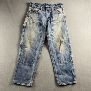 Vintage Prison Blue Jeans Mens 34X28 Double Knee Denim Outdoor Workwear